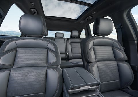 The spacious second row and available panoramic Vista Roof® is shown. | Doggett Lincoln of Beaumont in Beaumont TX